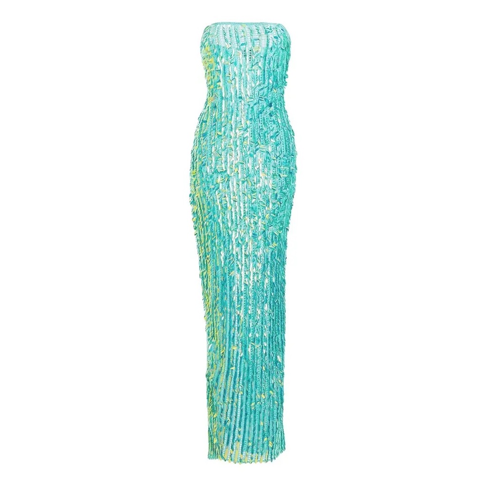 Retrofete Aqua Sequin Maxi Dress
